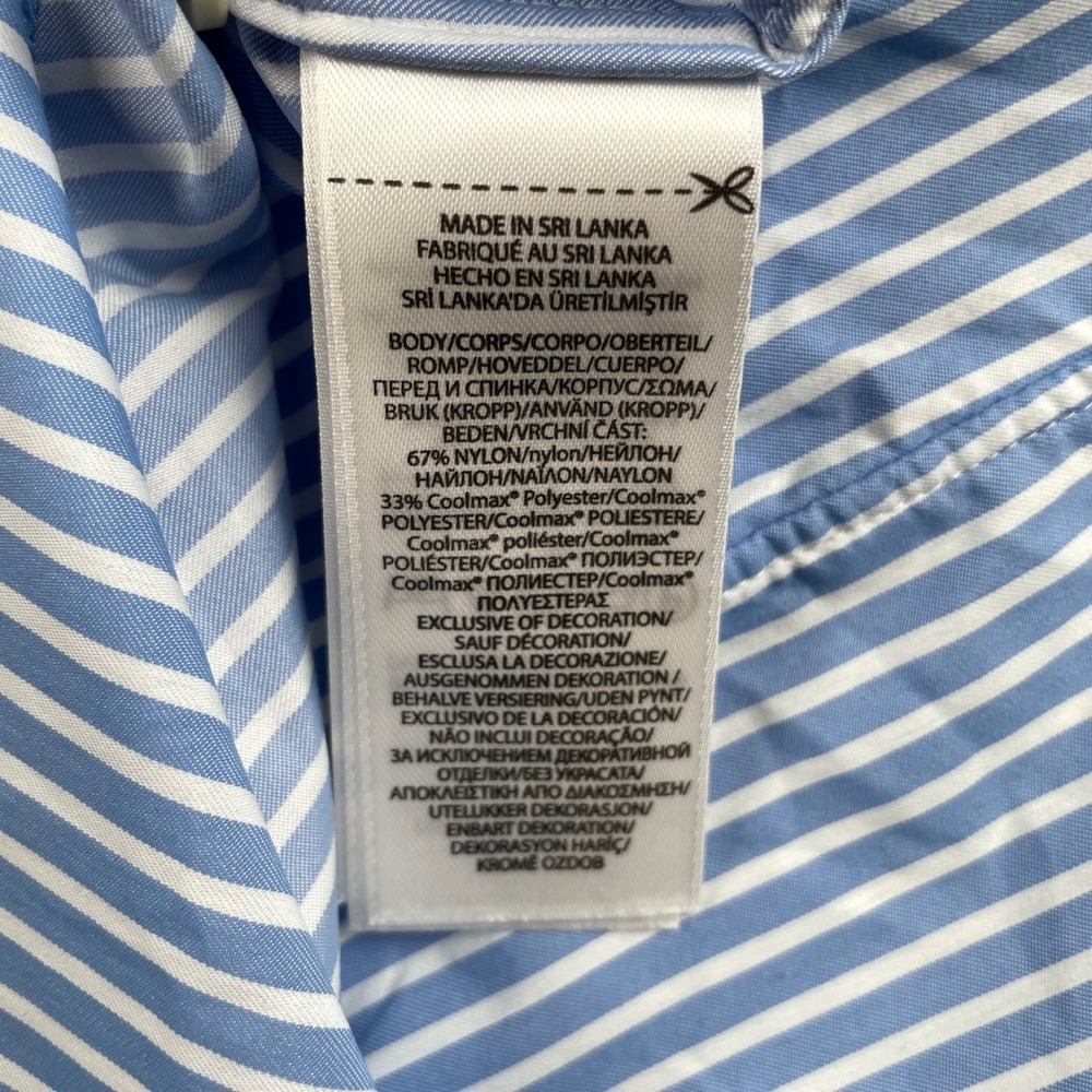 Polo Ralph Lauren Shirt Mens Large Blue Striped Coolmax Performance Button Down - Picture 7 of 8
